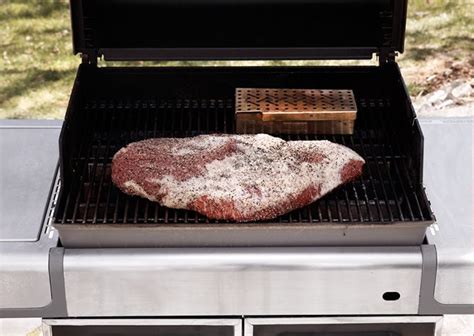 smoking a brisket in a gas grill